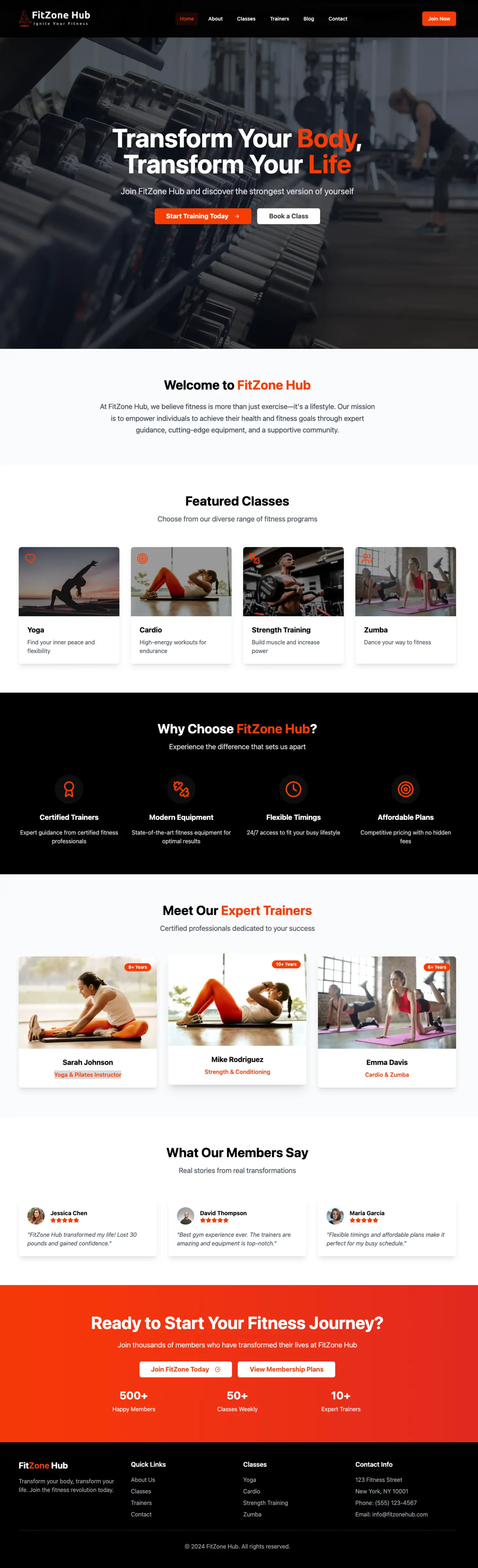 FitZone Hub website preview