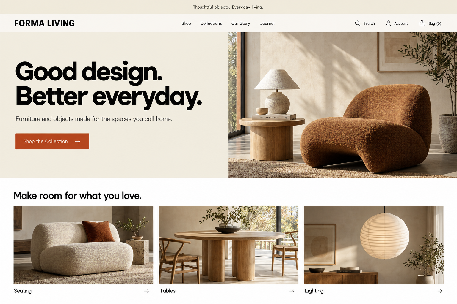 Forma Living header, hero and introduction