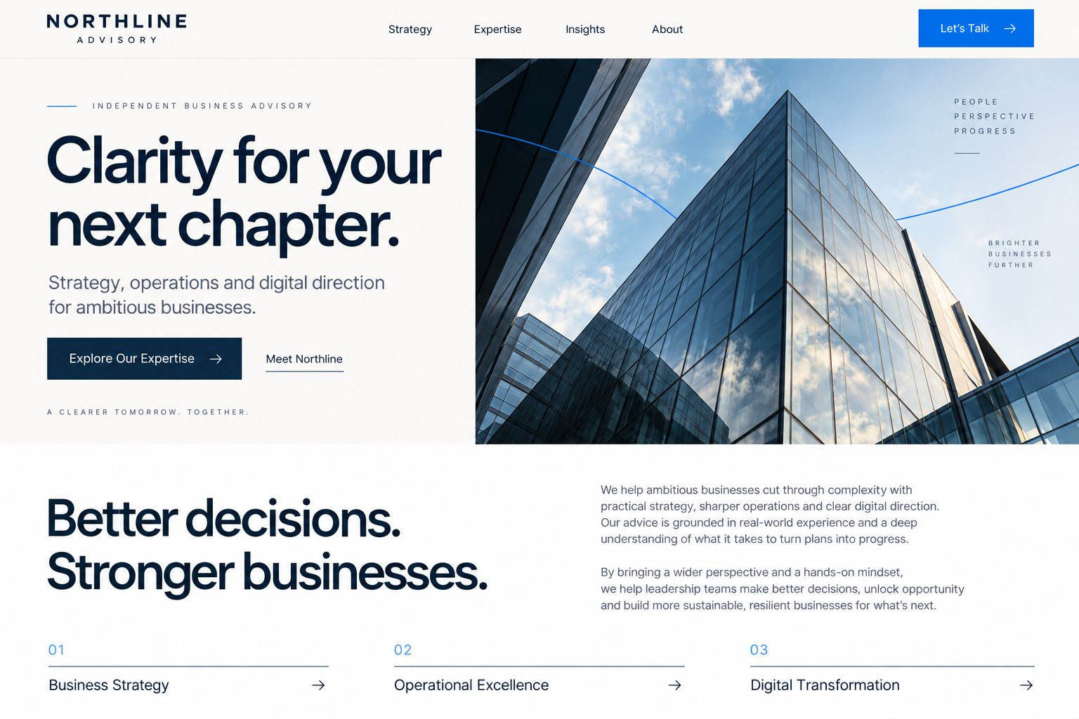 Northline Advisory header, hero and introduction